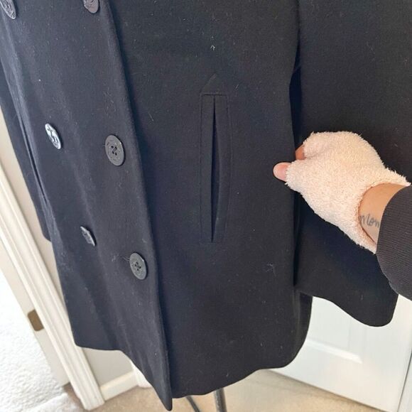 Jones New York JNY 100% Pure Wool Double Breasted Button Pocket Lined Peacoat - Picture 11 of 16